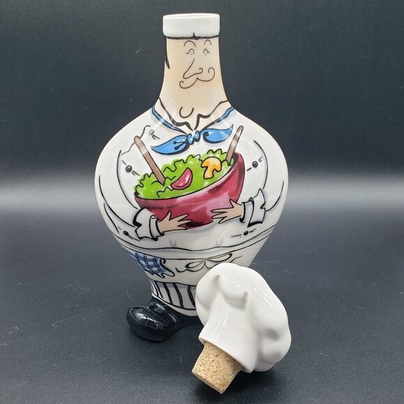 Signed Mud Pie Salad Dressing Bottle Decanter by Tracy Flickinger, French Chef - Picture 3 of 11